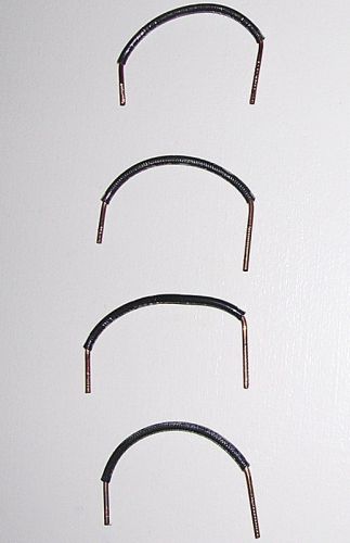 4 pre-stripped black copper wire 10awg. 3-1/2&#034;(l). stripped ends: 5/8&#034; and 7/8&#034; for sale