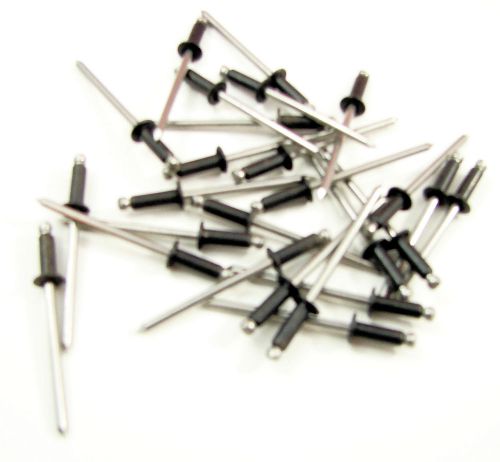 25 pack 1/8&#034; x 1/4&#034; steel rivets with black finish for sale