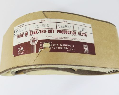 3M THREE-M ELEK-TRO- CUT  Production Cloth 5 Belts 1/2-60X 52.5 x 4&#034; lot WC151