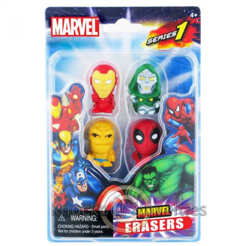 Marvel Figural Eraser 4PC Pack Set C Super Hero Action Figure Gift Office Desk