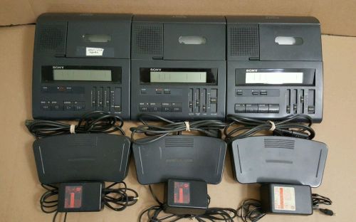 Sony BM-77 Transcriber Transcription Cassette Machine W/ Foot Control Lot Of 3