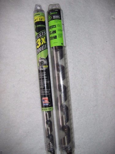 NEW 11/16 x 18 &amp; 1-1/8 x 18 Greenlee Nail Eater Extreme Wood Boring Bit Auger