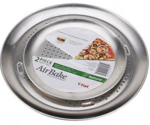 T-Fal AirBake Natural 2-Pack Pizza Pan Set, 9 And 12.75