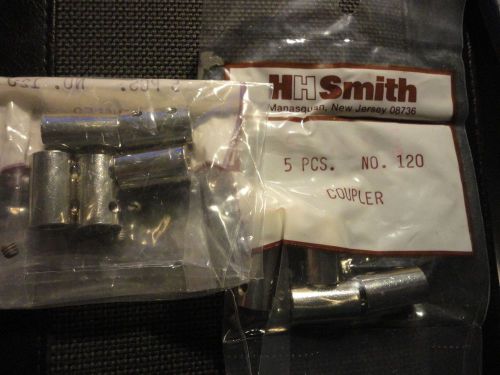 5PCS SHAFT COUPLERS H.H.S.#120  1/4 DIA. BRASS, NICKEL PLATED
