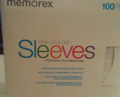 Memorex White CD &amp; DVD Sleeves 100 PK