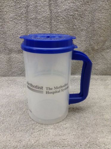 Whirley 32oz mug, New with Straw, Straw Cap, and Lid Clear &amp; Blue Methodist