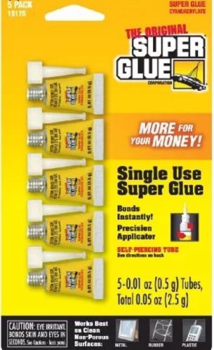 Super Glue 15175 Single-Use Minis, 12 Packs Of 5 Minis (60 Mini-Tubes Total)