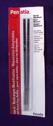 New PENATIA BLACK Medium BALLPOINT PEN REFILL LOT OF 2 Size-it Ball-Point 8004-4