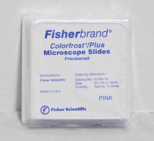 NEW Fisherbrand Colorfrost Plus Microscope Slides Precleaned PINK 12-550-19