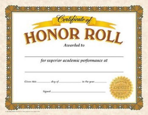 Trend Enterprises Honor Roll Certificate, 30/Pkg (T-11307)