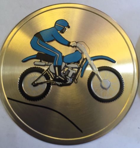 Moto-Cross Medallion Insert 2&#034; Gold Litho By Classic Metallics 20 Piece Lot