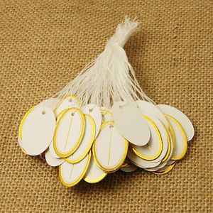 500PCS Paper Jewelry Display Price Tag Oval White Pricing Label Tags 26x17mm
