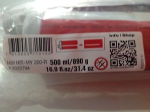 HILTI HY 200 R EPOXY   11 TUBES  expires 06/2017
