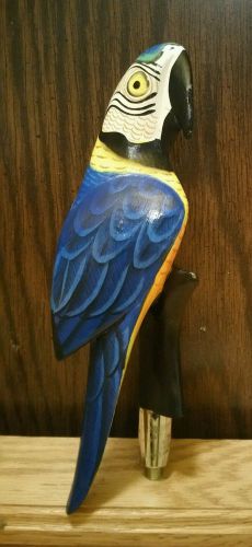 RARE Custom Blue Parrot Beer Tap Handle Solid Wood Hand Carved Keg Drink Bar
