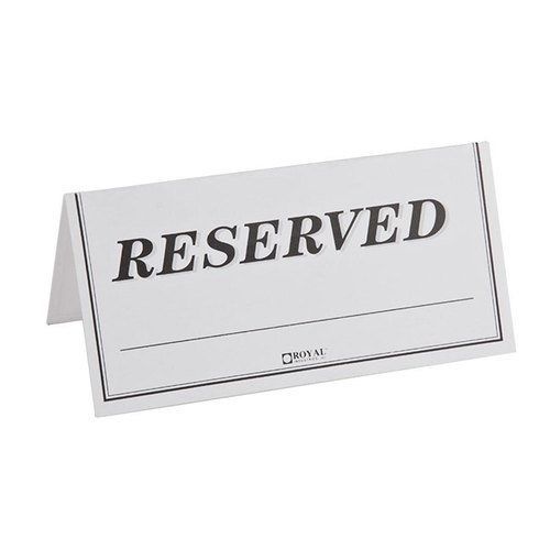 Royal Industries Pack of 250 Paper Table Reserved Sign