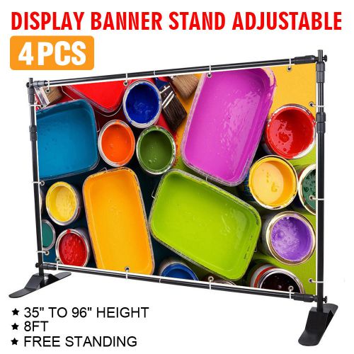 4Pcs 8&#039; Banner Stand Advertising Printed Set Exhibition Display Adjustable