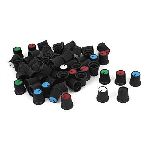 Uxcell® 60 pcs 6mm knurled shaft potentiometer rotary knob caps 15mmx15mm for sale