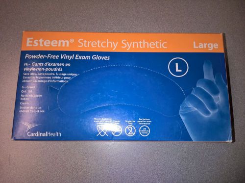 CARDINAL HEALTH ESTEEM STRETCHY SYNTHETIC VINYL EXAM GLOVES, LARGE, NEW/UNOPENED