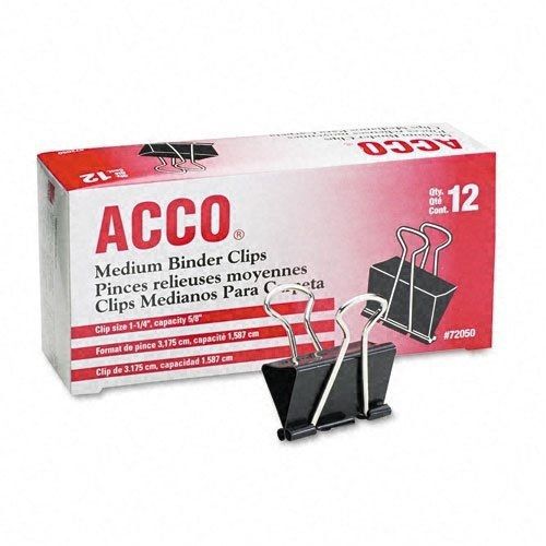 ACCO Binder Clips, Medium, 12 Per Box (72050)