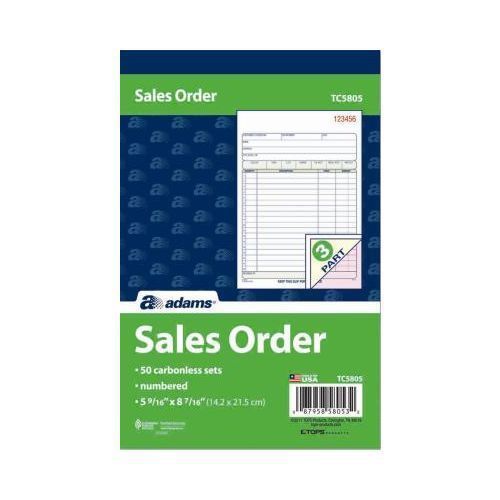 A Set of 9 Adams Sales Order Book, 3-Part, 5-9/16&#034;x8-7/16&#034;, 50/Book TC5805