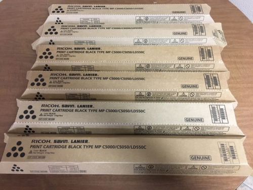 Ricoh Savin Lanier Print Cartridge Black Type MP c5000 / c5050 / ld550c Lot of 6