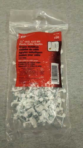Insulated Cable Staple, 1/2&#034; Crown, Plastic, White, 100/Box GB-Gardner Bender