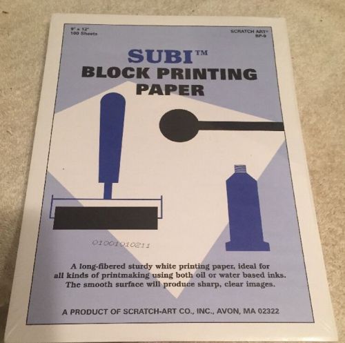 Melissa &amp; Doug Subi Block Printing Paper (100 Sheets), White, 9 x 12&#034;, New, Free