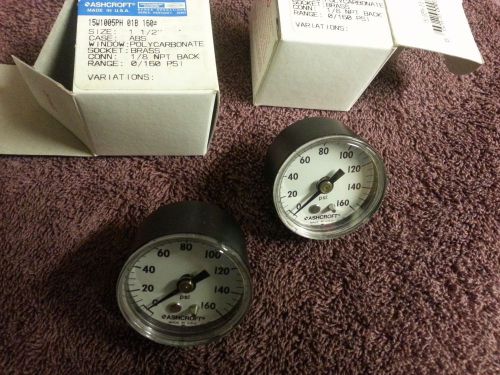 New, lot of 2, ashcroft 15w1005ph 01b 160# pressure gauge 0-160psi, 1/8 npt for sale