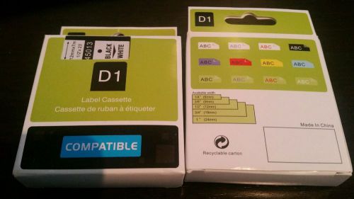 Refill cartridge Thermal Printer 12mm Dymo D1 Label Cassettes 45013 Black White