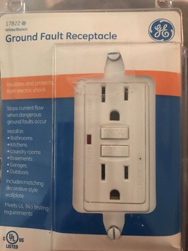 GE 15 Amp Ground Fault Receptacle UL Listed GFCI 20A Protection Will Plate White