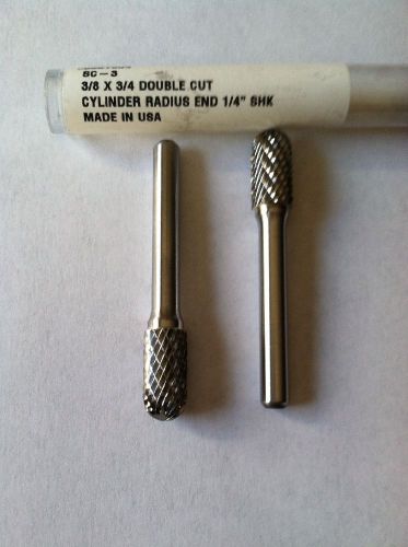 Lot of 2**new**usa**, premium carbide burr 3/8&#034;cylinder ball nose sc-3 for sale