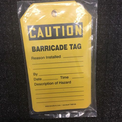 Yellow Caution Barricade Tags Pack of 25