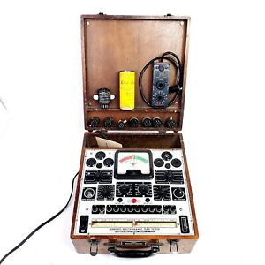 Vintage Precision 912 Tube Tester For Radio With Adapters Wooden Portable Works