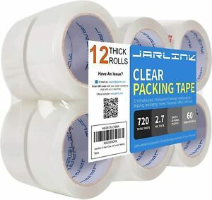 JARLINK Clear Packing Tape (12 Rolls),Heavy Duty Packaging Tape,  720 Total Yard