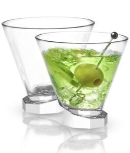JoyJolt Aqua Vitae Martini Glass Set Of 2. Crystal Glassware, Round Drinking Off