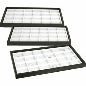 3 Jewelry Display Trays White 24 Slot Charm &amp; Coin Case