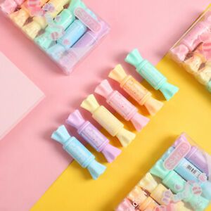 6pcs/set Fresh Candy Double Head Highlighter Pen Color Mark Pen School Suppli AF