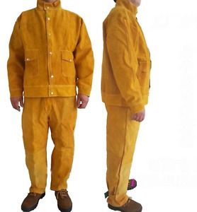Split Leather Welding Apparel Suit Welders Jacket Trousers Protective Clothing t