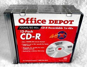 CD-R Recordable Office Depot 12-Pack 48X Factory Sealed
