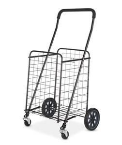 Adjustable Steel Rolling Shopping Cart - Black - 21.5&#034; x 19.50&#034; x 41.0&#034;