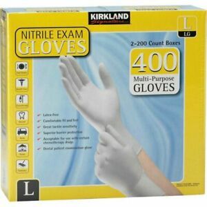 Kirkland Signature Nitrile Exam Gloves- 2 pack=2x200=400 Count Large