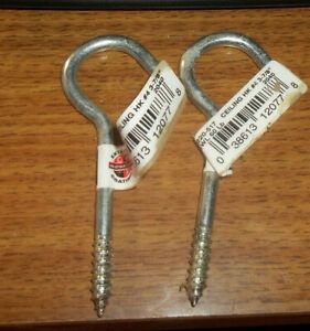 Lot of 2 National Hardware N220-517 #4, 3-7/8&#034; Zinc Plated Ceiling Hook 60 lb.