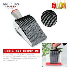 Multipurpose 15 Digit Alphabet Rolling Rubber Stamp English Letter Number Emboss