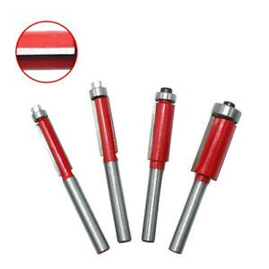 4pcs 1/4&#039;&#039; End Dual Wood Edge Flush Trim Router Cutter Bearing Cut Bit Tool