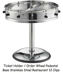 Ticket Holder / Order Wheel Pedestal Base Stainless Steel Restaurant 12 Clips