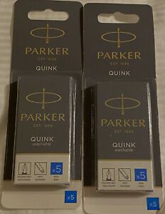 1950208 Parker Quink Washable Fountain Pen Refill Cartridge, Blue, 2 Packs of 5