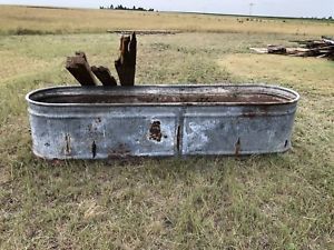 Stock Tank Steel Round End 210 Gallon Galvanized Livestock Watering Farm Vintage