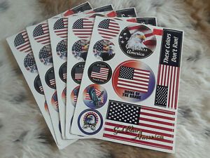 U.S.A. Flag Sticker Sheets: Qty 5