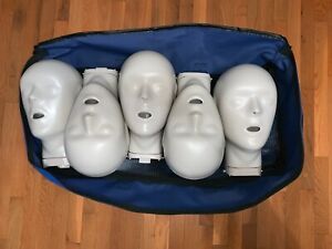 LOT OF 5 CPR PROMPT ADULT CPR TRAINING MANIKINS W/ CARRYING BAG