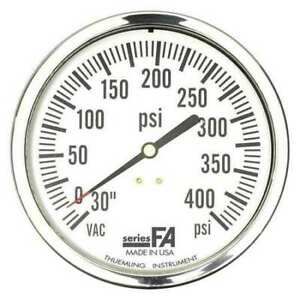 THUEMLING FA-LFP-410-BG-WOB Pressure Gauge, 0 to 400 psi, 1/4 in MNPT, Plastic,